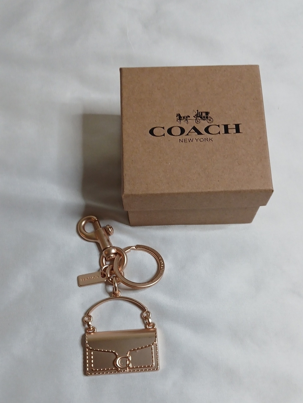 Coach Rose Gold Handbag Charm Keyring